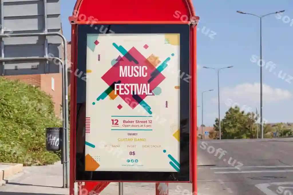 Billboard namunasi avtobus to'xtash joyi | Billboard mockup bus stop