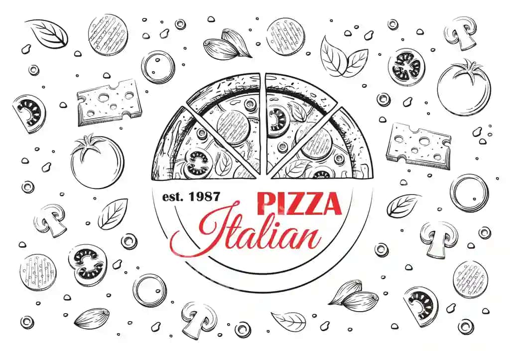 Italiya pitsasining logotipini chizib oling | Sketch italian pizza logo