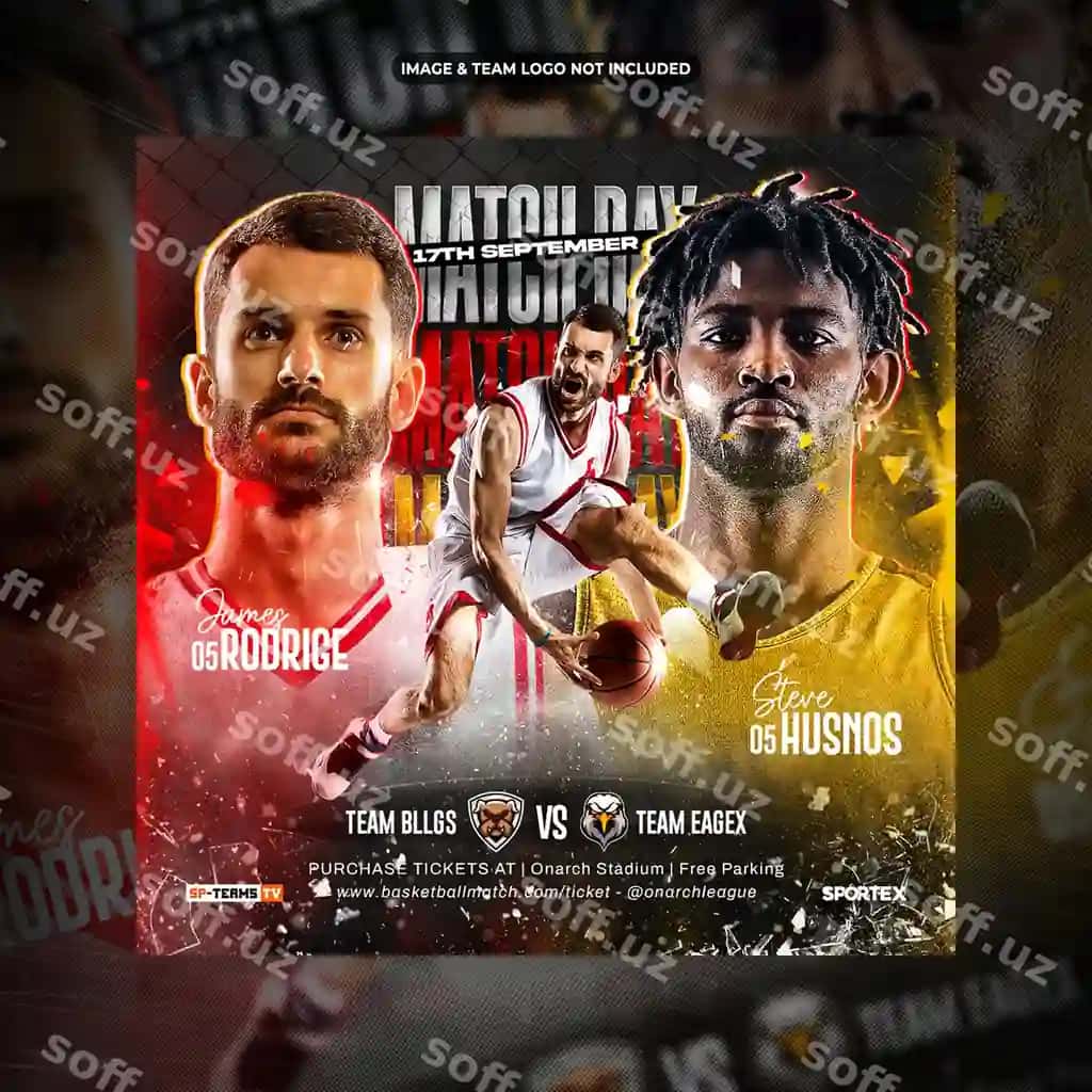 Basketbol sport ijtimoiy media posti flyer promotsiya shabloni | Basketball sports social media post flyer promotion template 2