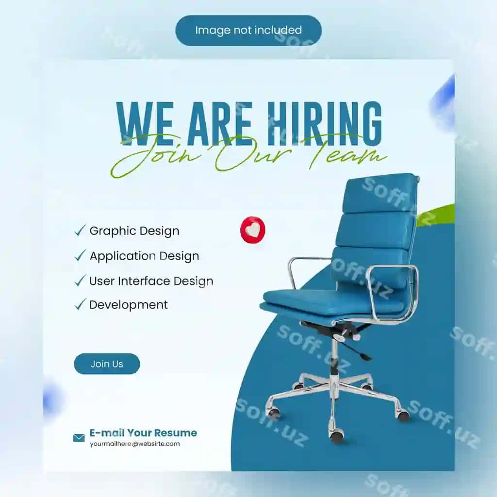 Ishga joylash uchun ijtimoiy tarmoqlar posti shabloni | Job hiring social media post template