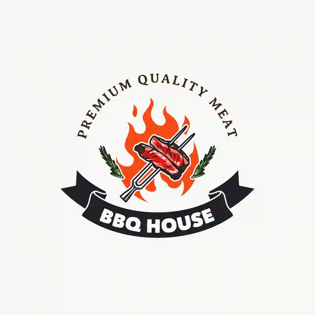Qo'lda chizilgan vintage barbekyu uyi logotipi nishoni | Hand drawn vintage barbeque house logo badge