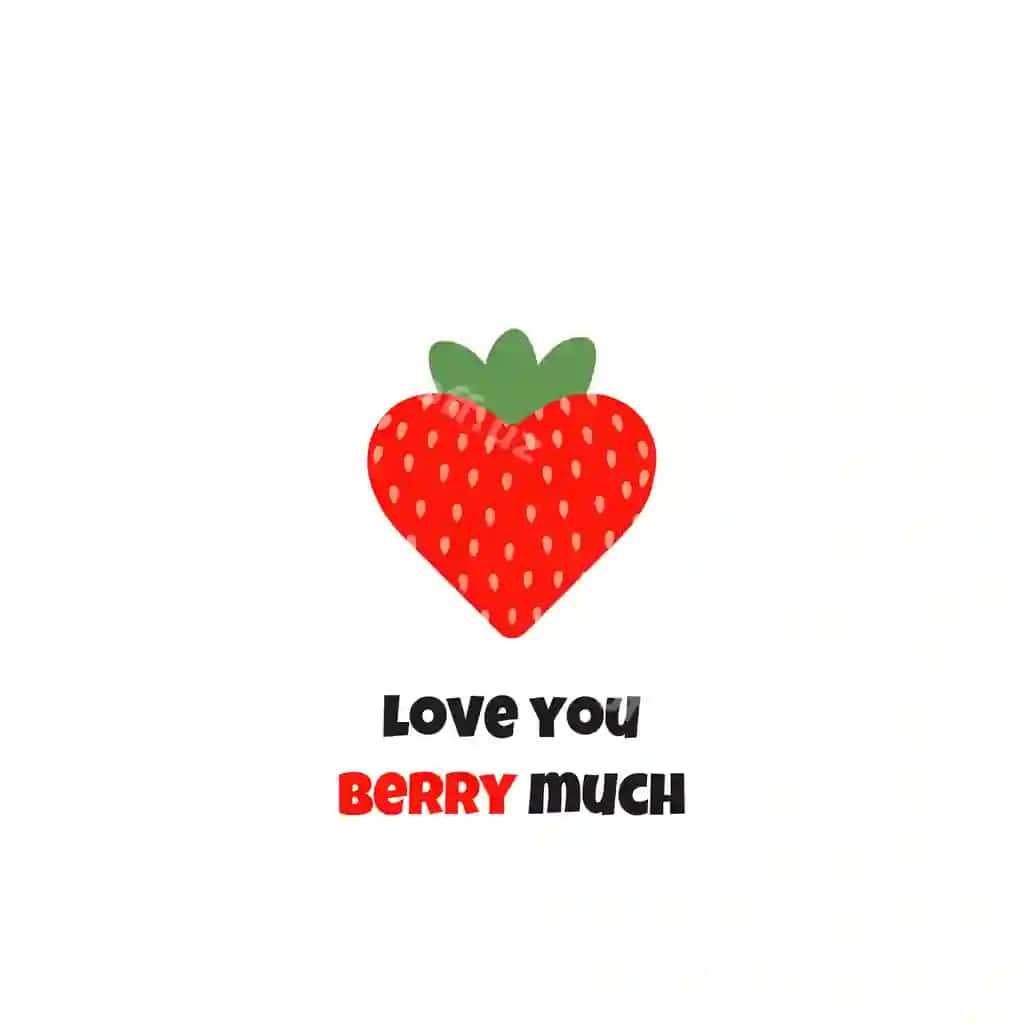 Gulishiq chiroyli yoz kartasi yurak shaklidagi bodomlar bilan vektor illustratsiyasi | Funny cute summer card with heart shaped strawberries vector illustration