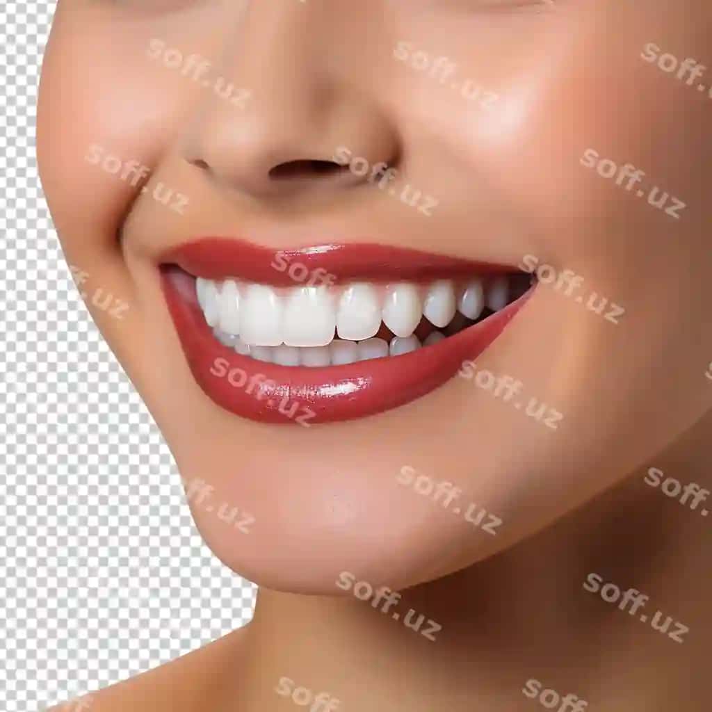 Oq tishlari bilan jilmaygan ayolning og'zi shaffof fonda ajratilgan | Smiling woman mouth with white teeth isolated transparent background