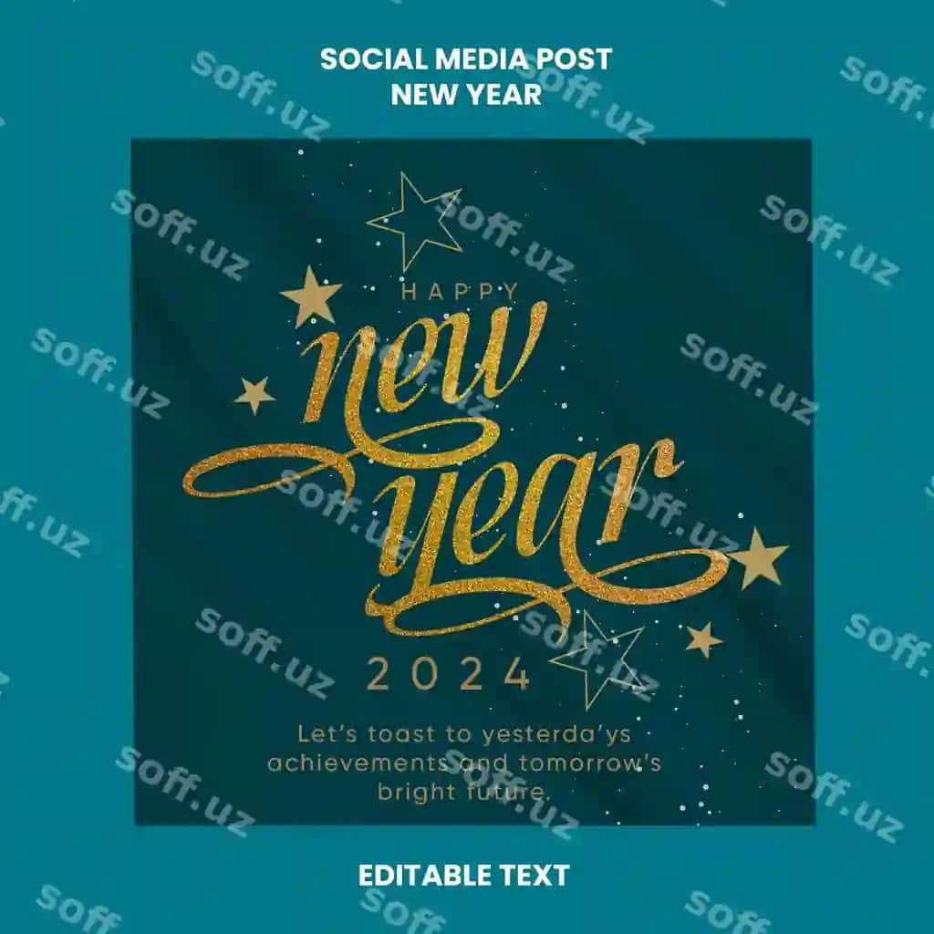 Yangi yil bilan 2024 baneri oltin rangli | Happy new year 2024 banner golden color