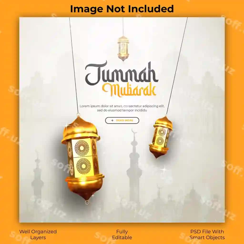Premium psd jummah post shabloni | Premium psd jummah post template