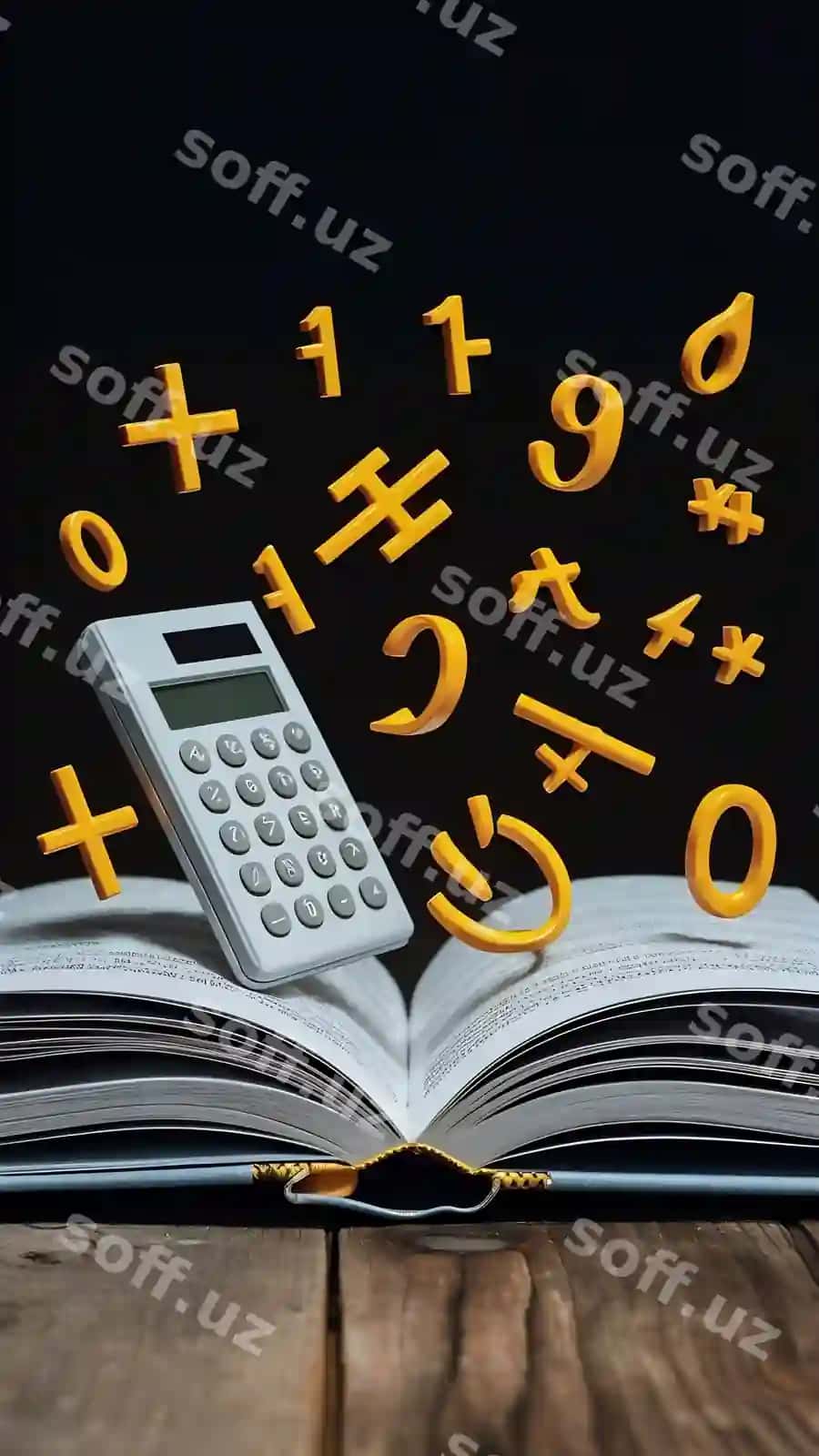 Ochiq kitob matematika o'rganish ta'lim tushunchasi kalkulyator asosiy matematik amallar belgilari matematika pl | Open book mathematic learning education concept calculator basic math operation symbols math pl