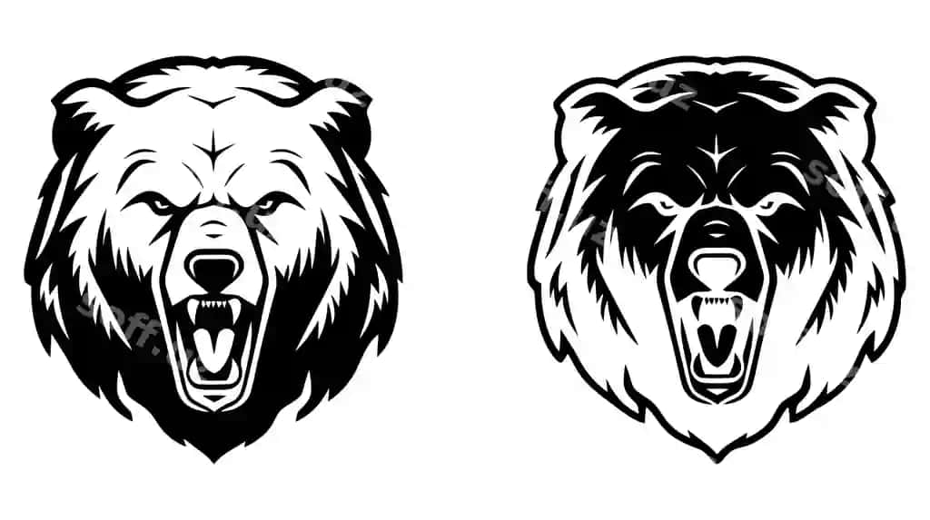Ayiq bosh illustratsiyasi logo vektor chizmasi ayiq oq fonda | Bear head illustration logo vector drawing bear white background
