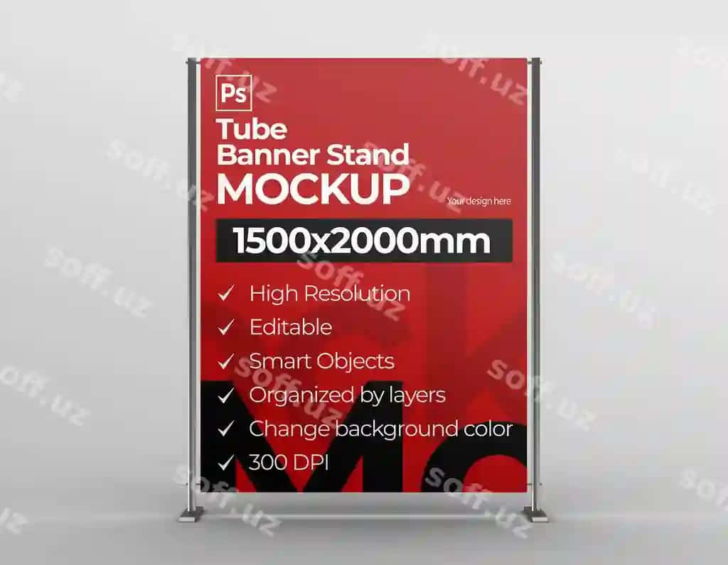 Banner namoyish mockup Brending reklama komunikatsiya eksponatsiya | Banner display mockup branding advertising communication exhibition
