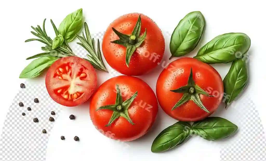 Tasavvur qiling pomidoralar, pomidorlar guruh, bazil. | Picture tomatoes tomato bunch basil
