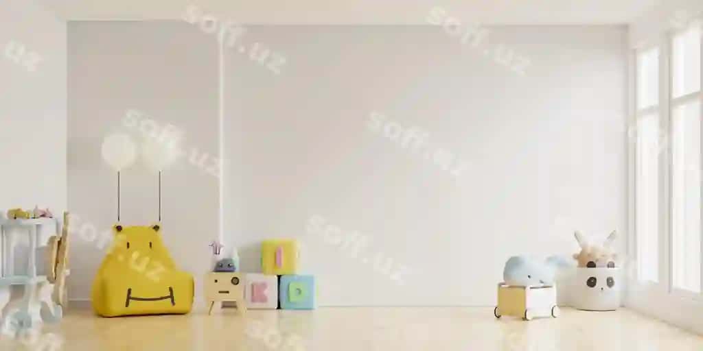 Bolalar xonasi yorqin oq rangli devor foni 3D render | Children s room light light white color wall background 3d rendering