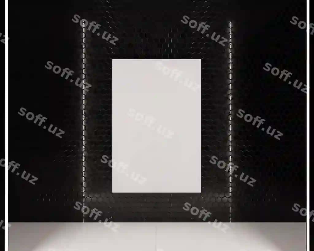 Plakat ramkali namuna qora fonda yorqinliklar 3D render | Frame poster mockup with black background lights 3d render
