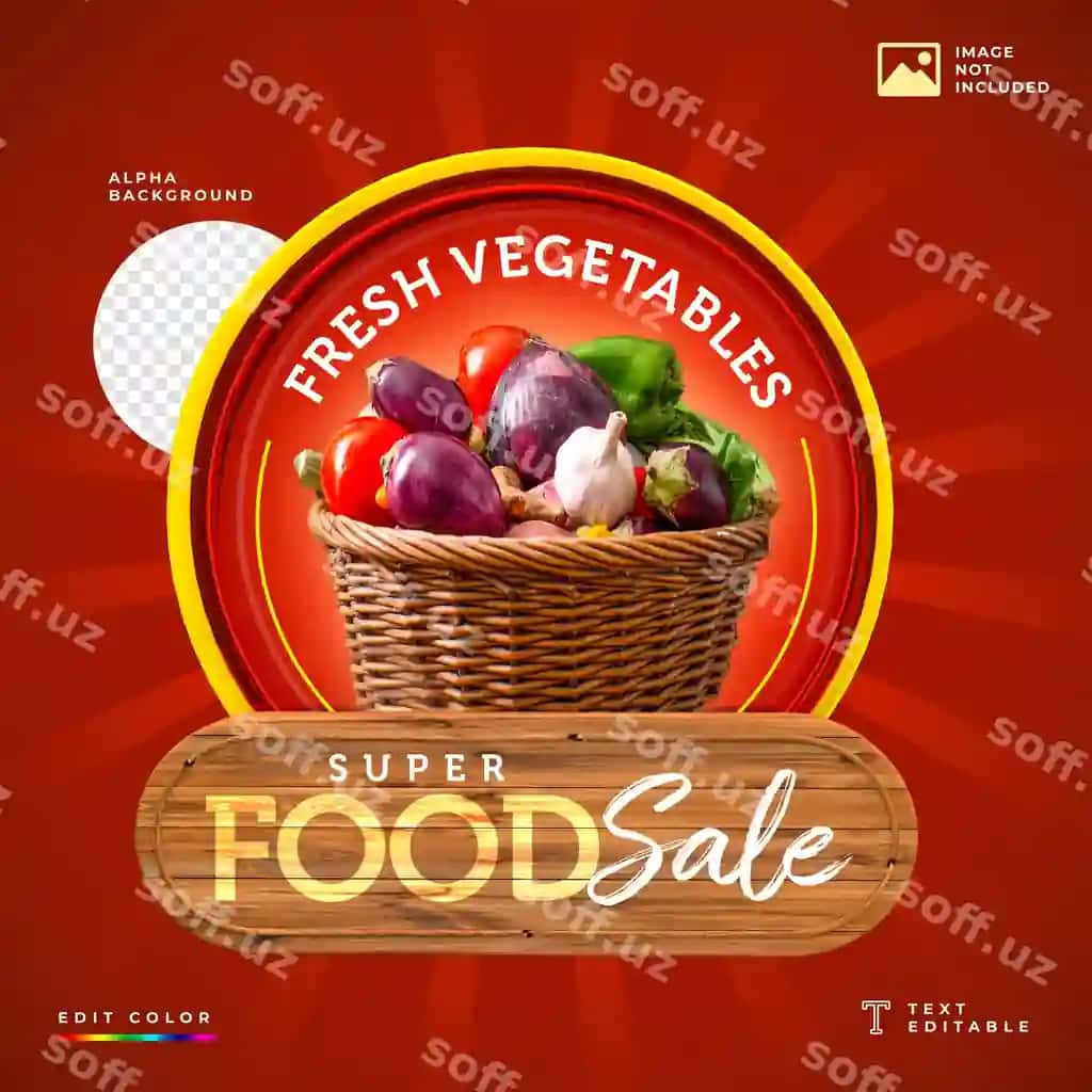 3d rendering qizil doiralar yog'och ovqat sotuvi bilan | 3d rendering with red circles wood food sale