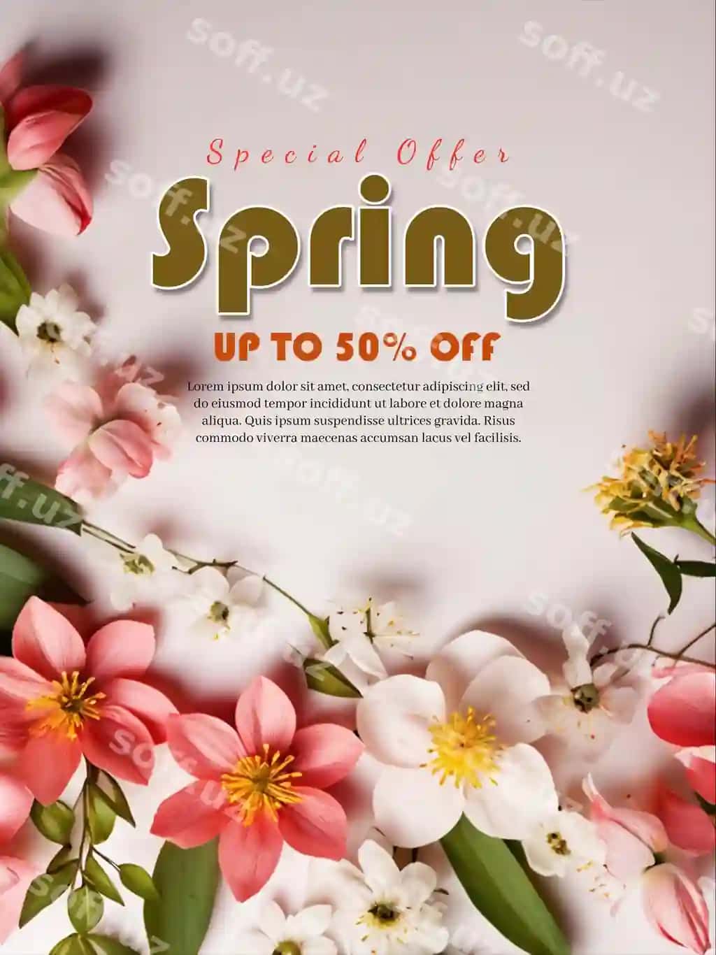 Chiroyli bahor posteri gullab chiqqan roza chuquri | Beautiful spring poster blooming rose bush