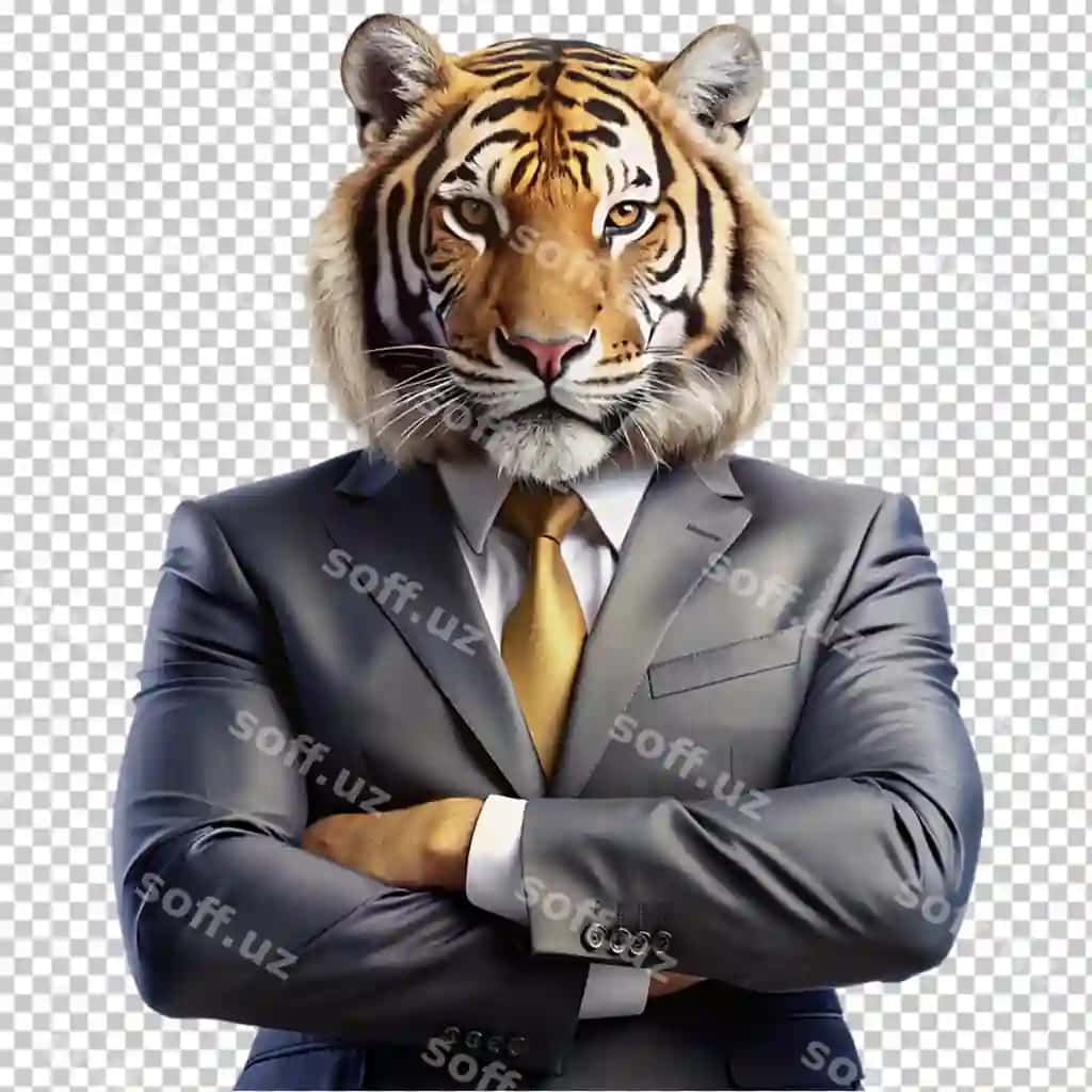 Bengal tigri sunglissi portret sohranlangan ochiq fonda | Bengal tiger sunglasses suit portrait isolated transparent background