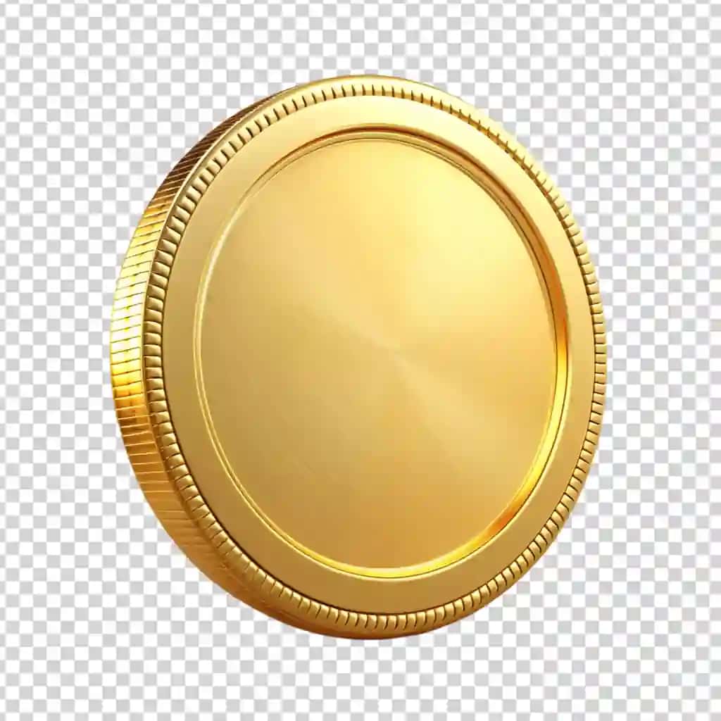 Oltin tanga izolyatsiya qilingan shaffof fon | Gold coin isolated transparent background