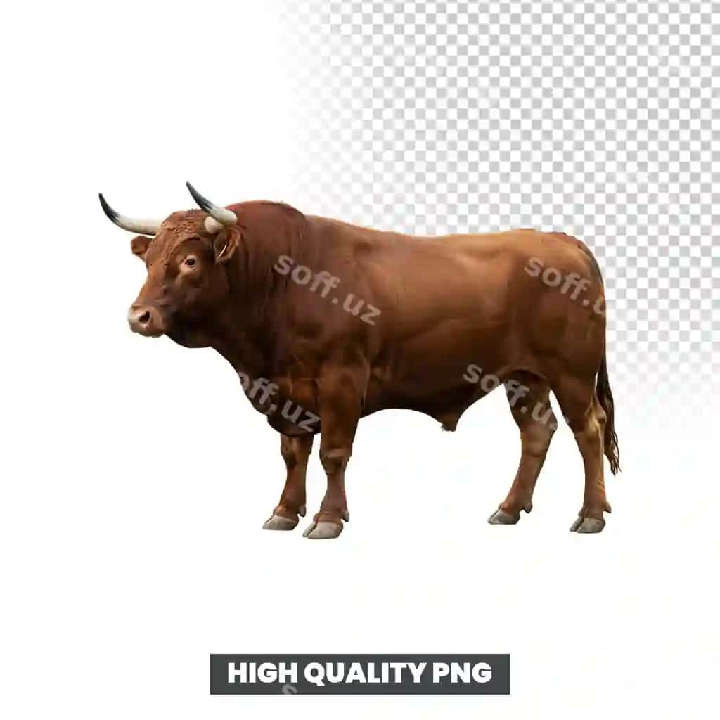 Jigarrang buzoq ajralgan shaffof orqa fonda | Brown bull isolated transparent background