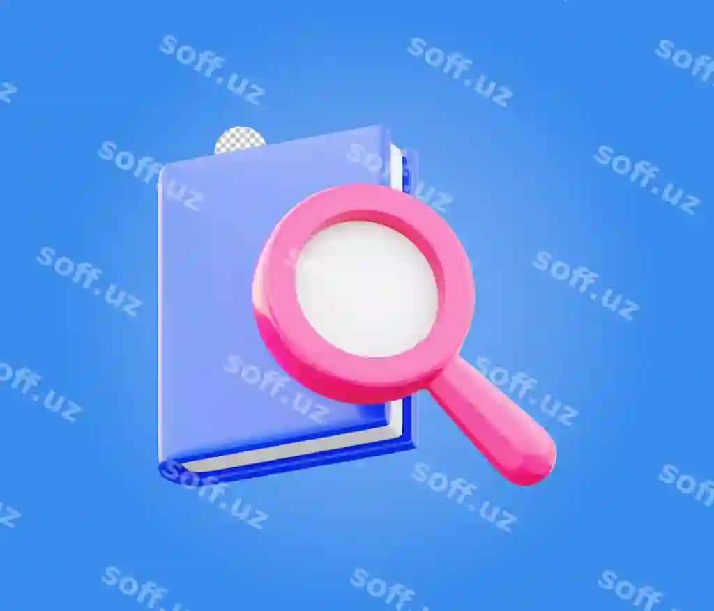 Kitob katta ko'rish shahmasi 3d illustratsiyasi shaffof fonda | Book with magnifying 3d illustration transparent background