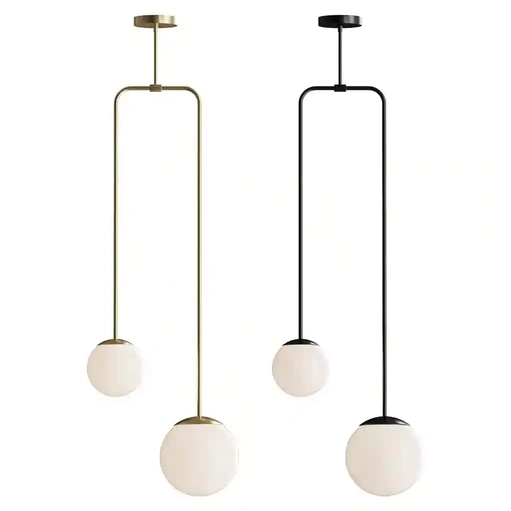 Modern brass chandelier with two shades