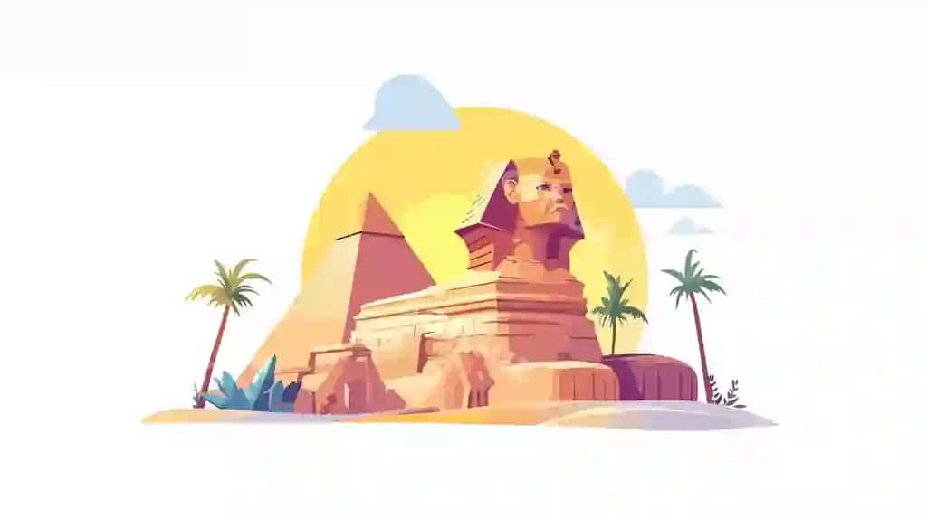 Majestik Sfinks Piramida Misrda Ajraltirilgan Keng burchakli ko'rinish | Majestic sphinx pyramid egypt isolated wide angle view