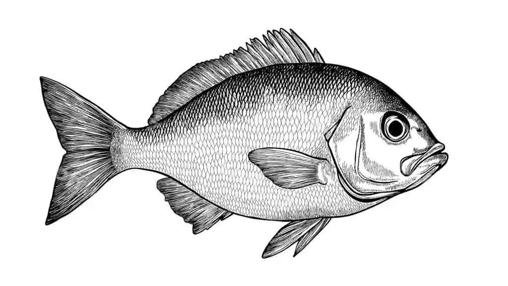 Baliq chizmasi dorado gilthead bream vintage retro print qora oq gilthead bream baliq | Fish sketch dorado gilthead bream vintage retro print black white gilthead bream fish