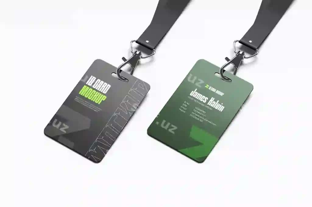 Professional ID karta namunasi korporativ brendingli lanyard bilan | Professional id card mockup with lanyard corporate branding