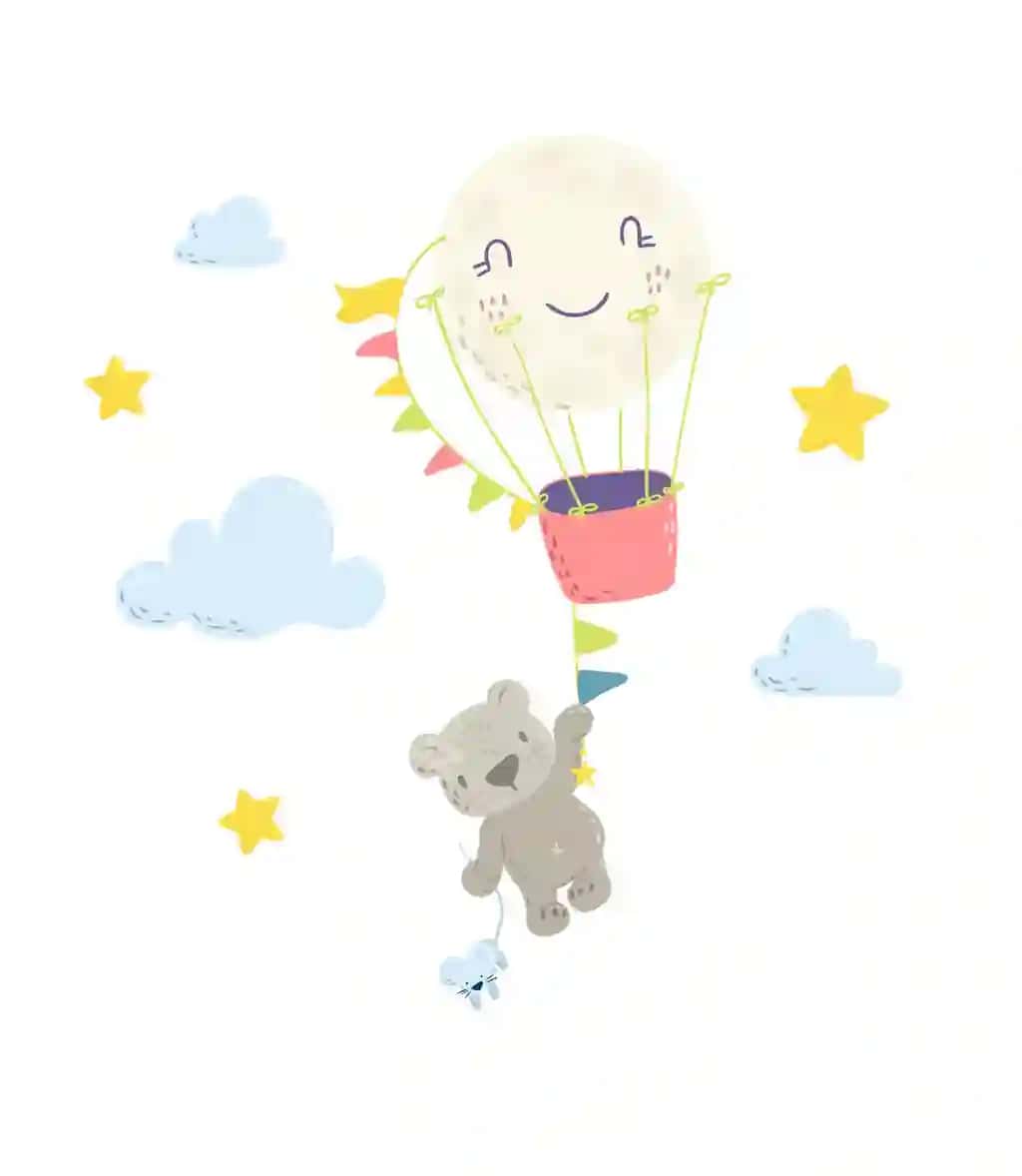 Chiqim ayiq issiq havo balonidan asib o'tkazadi. | Cute bear hanging hot air balloon