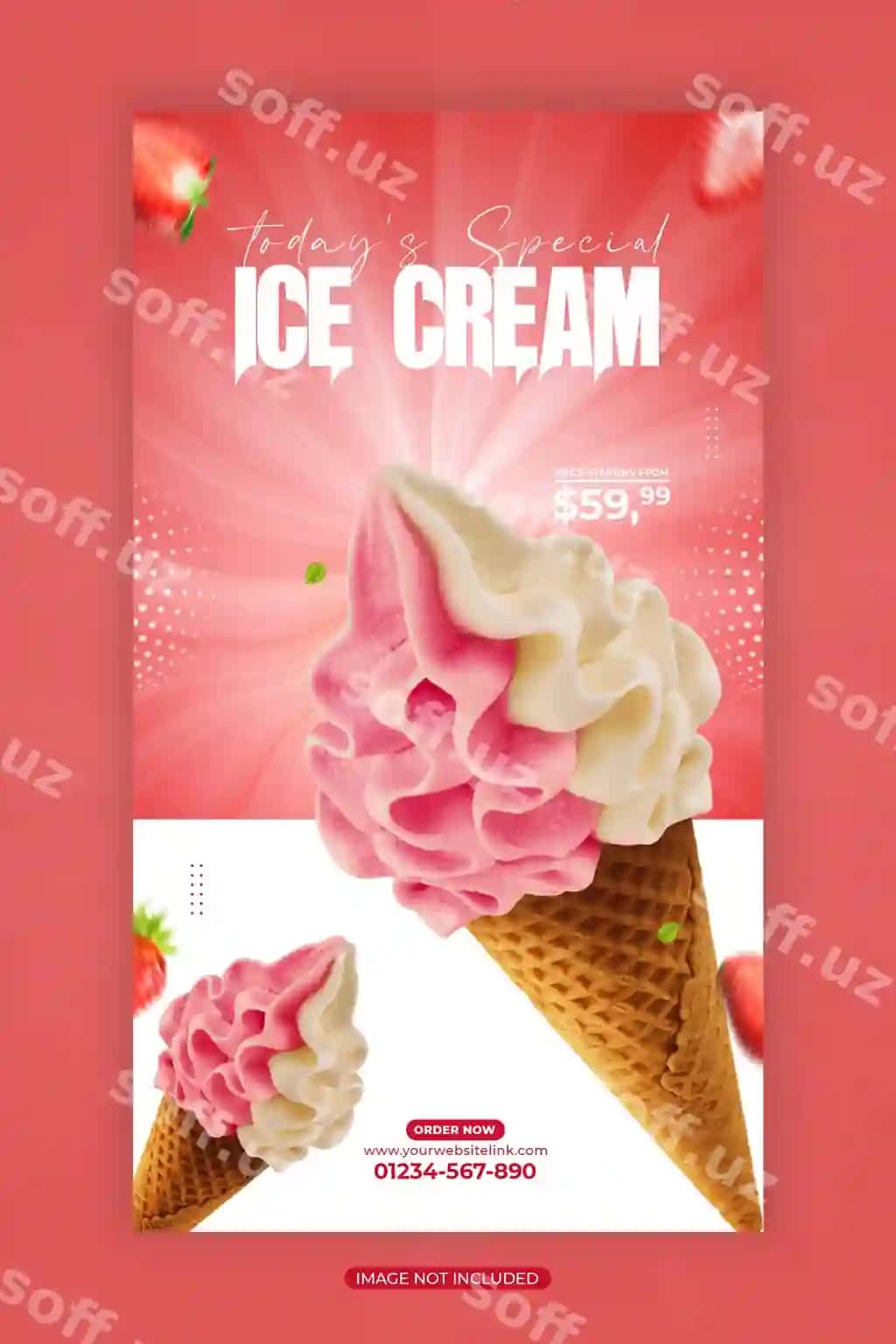 Muz qatiq yoz sotsial media post shabloni Instagram stori premium | Ice cream summer social media post template instagram story premium 2