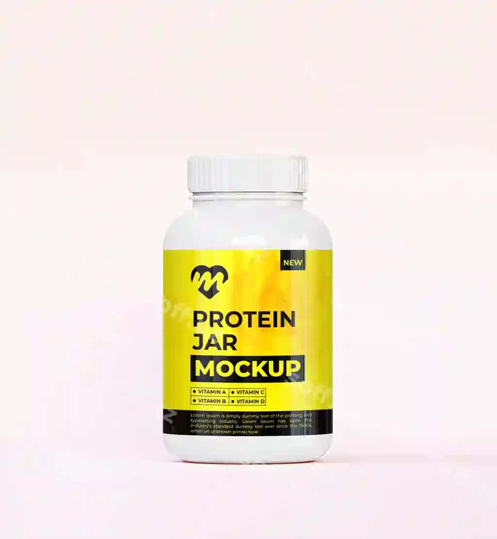 3D haqiqiy protein banka modeli | 3d realistic protein jar mockup