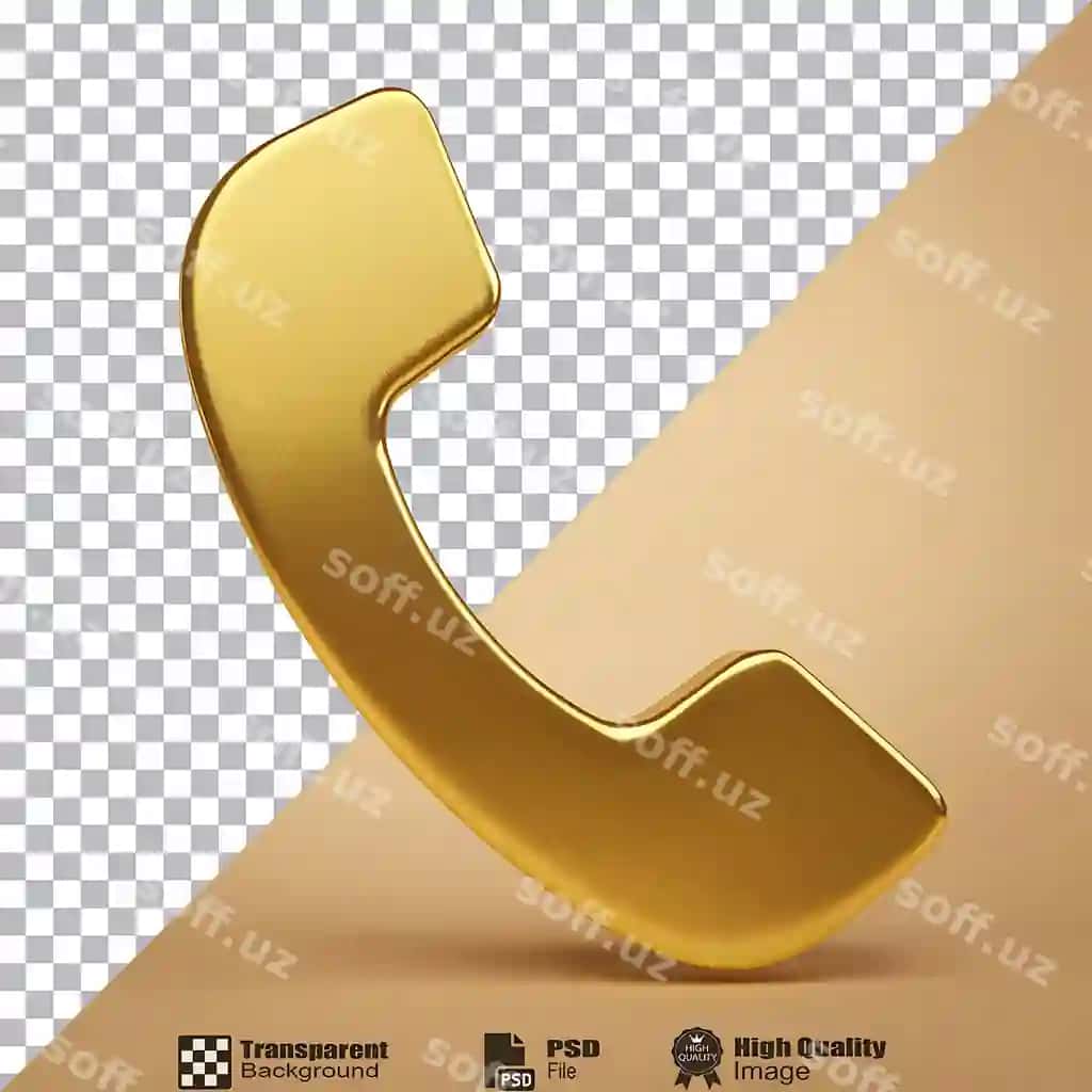 Ajraltirilgan oltin telefon qo'ng'iroq ikonka shaffof fonda | Phone call icon gold isolated transparent background