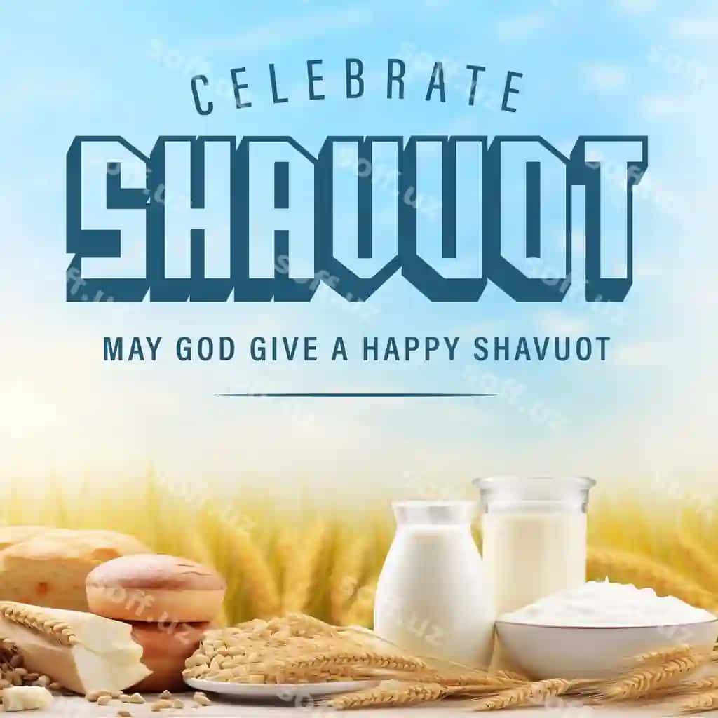 Baxromli Shavuot shablon banneri Yahudiy bayrami kontseptsiyasidan | Happy shavuot template banner jewish holiday shavuot concept with