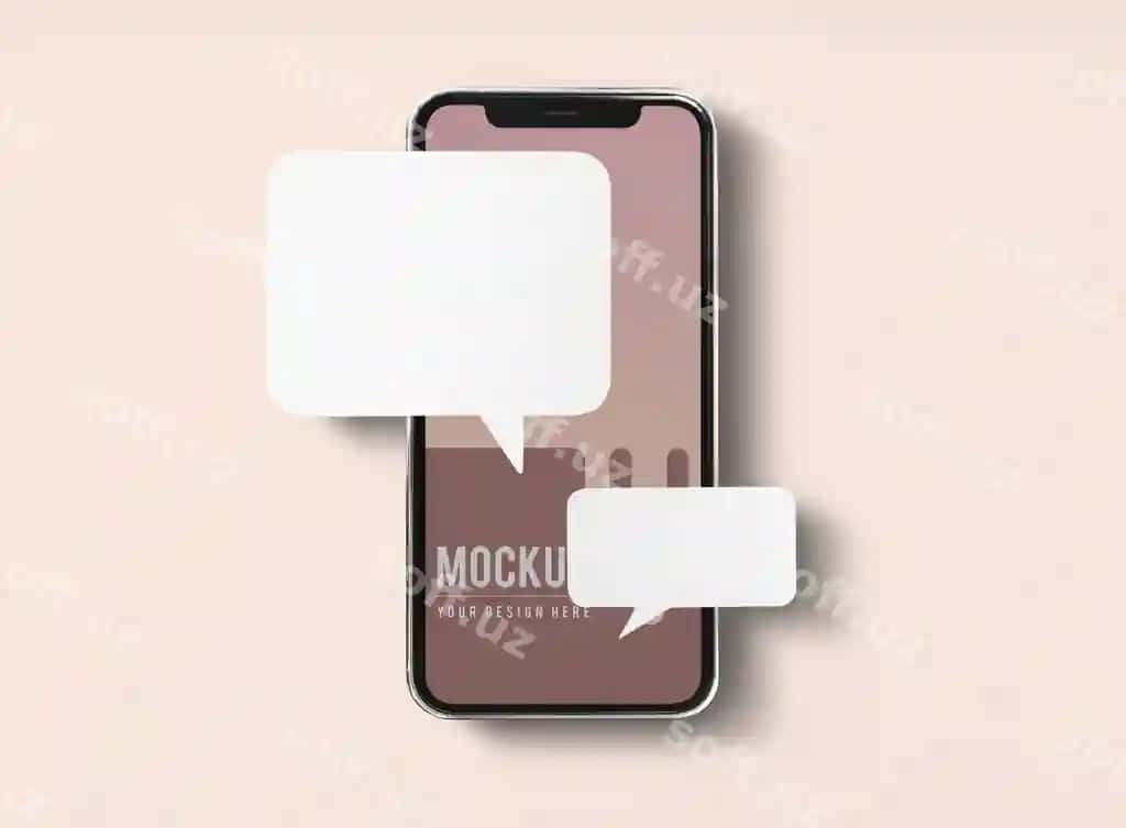 Chat xabar yuborish mobil telefon namunasi | Chat messaging mobile phone mockup 2