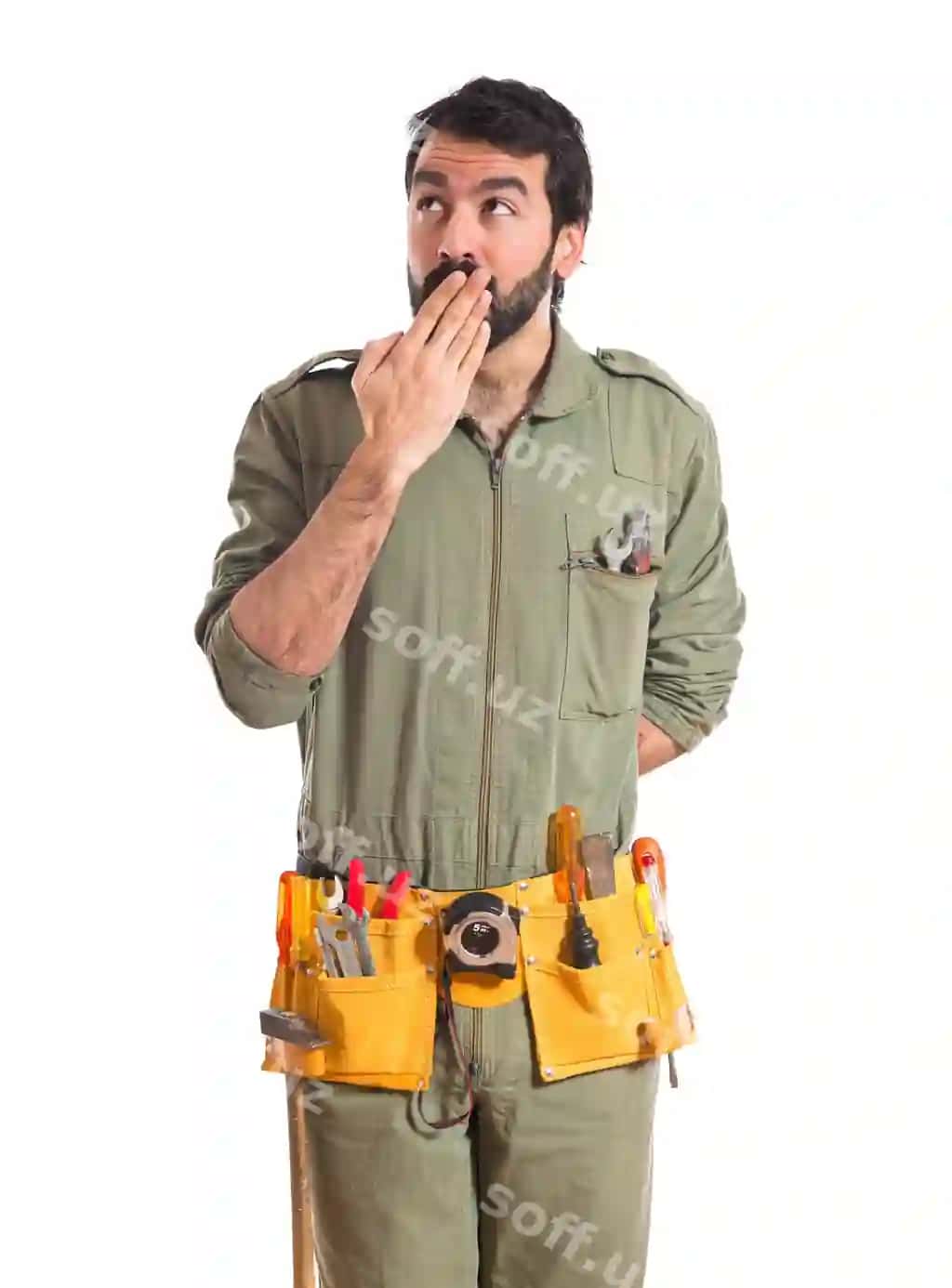 Mexanik sorqish harakatini qilmoqda. | Mechanic doing surprise gesture 2