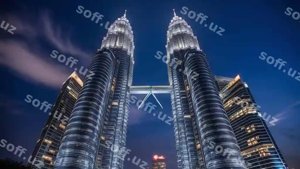 Egizak minoralar Petronas osmon ko'prigi | Twin towers petronas sky bridge