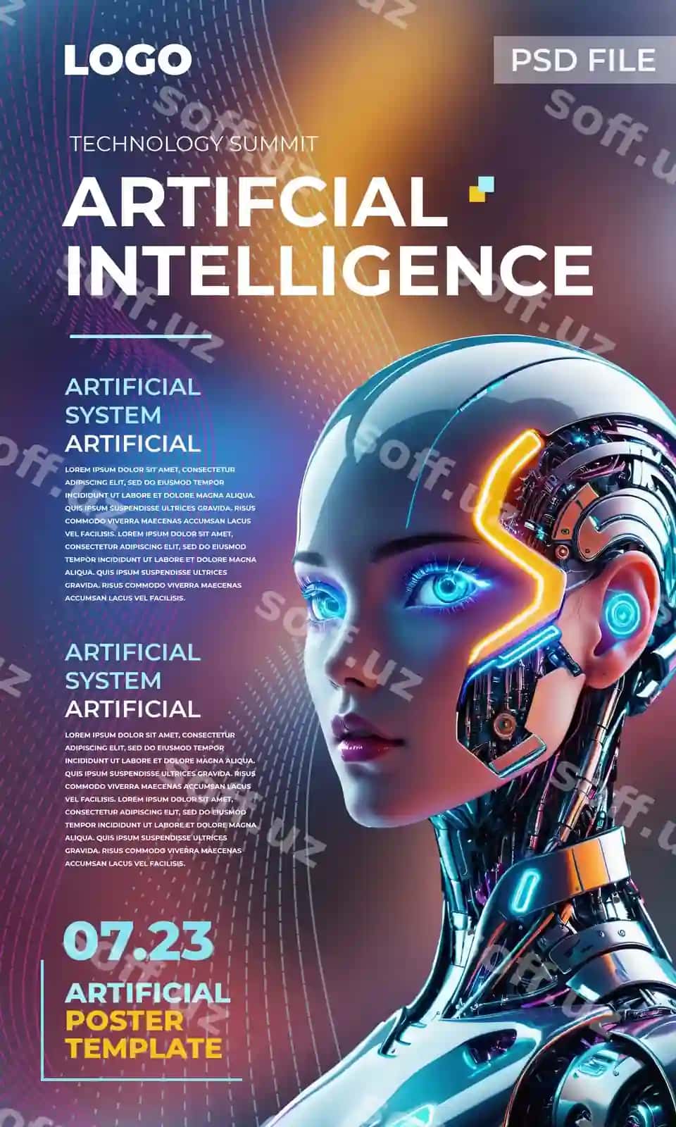 Sun'iy intellekt landin sahifasi shabloni | Artificial intelligence landing page template 2