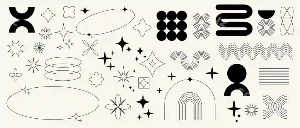 Estetik chiziqlar elementlari abstrakt dizaynlar va geometric shakllar to'plami | Aesthetic line elements set with abstract designs geometric shapes