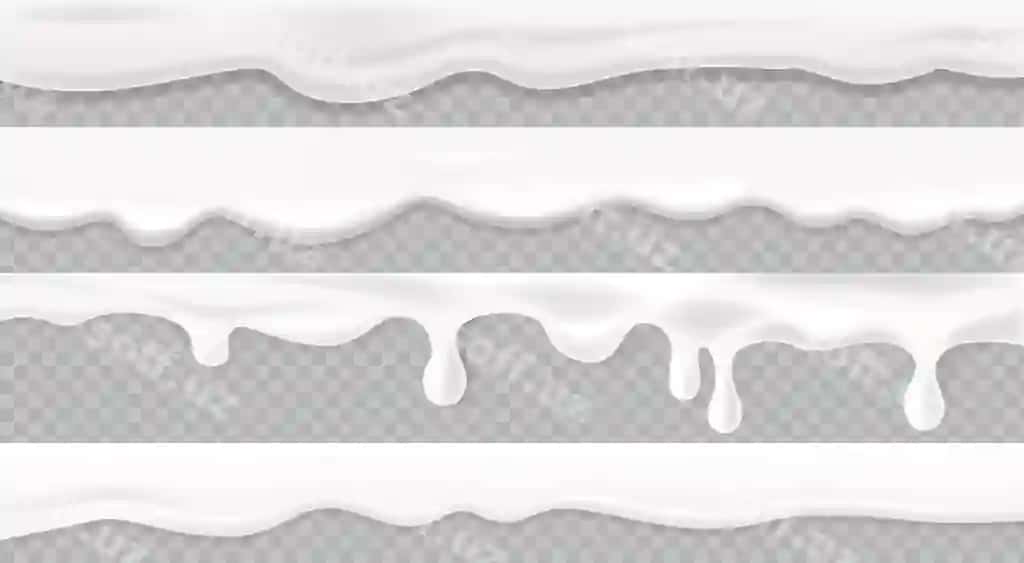 Oq oqadigan krem teksturalarini shaffof fonda realga o'rnating | Set white flowing cream textures transparent background realistic