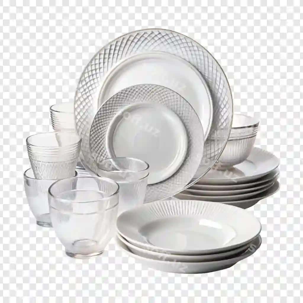 Kumush chetli oq kataklarni joylash, naqshli oq katak. | Stack white plates with silver rim white plate with pattern it