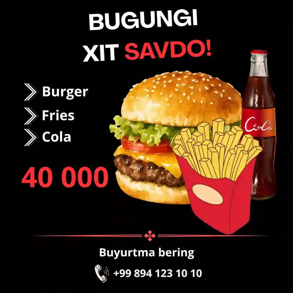 Restoran uchun Instagram Post To‘plami (5 ta Professional Dizayn)