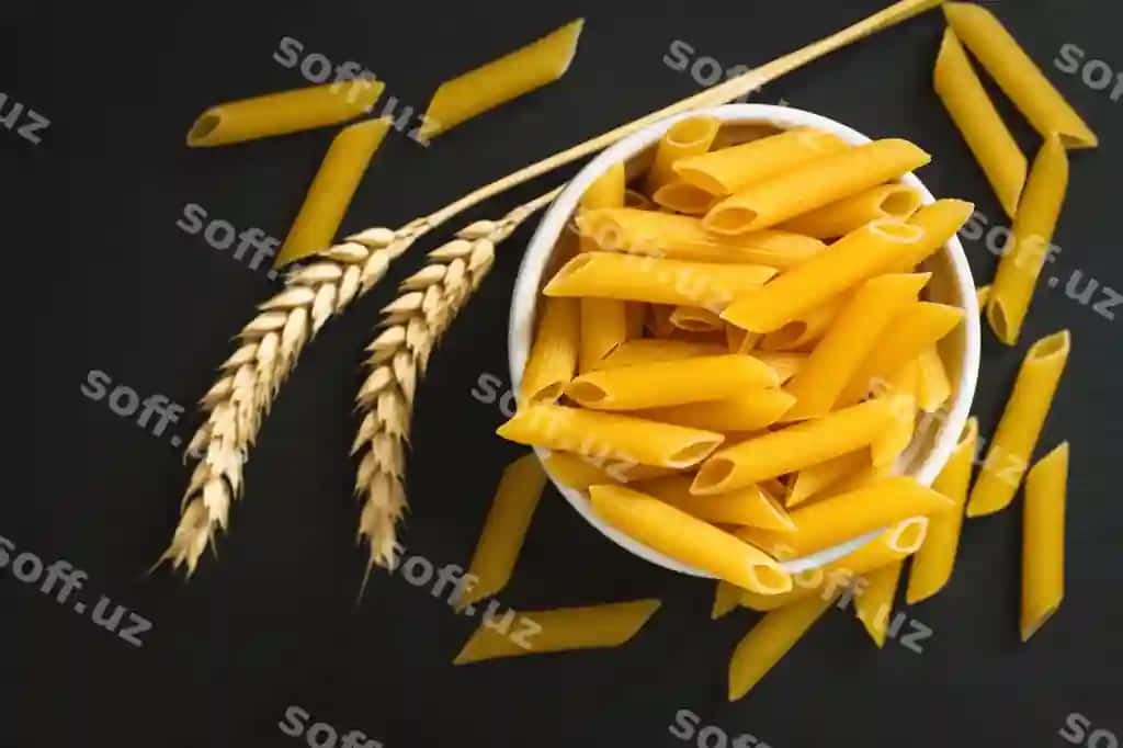 Yuqori ko'rinish organik penne pasta oq stakanchik | Top view organic penne pasta white cup 2
