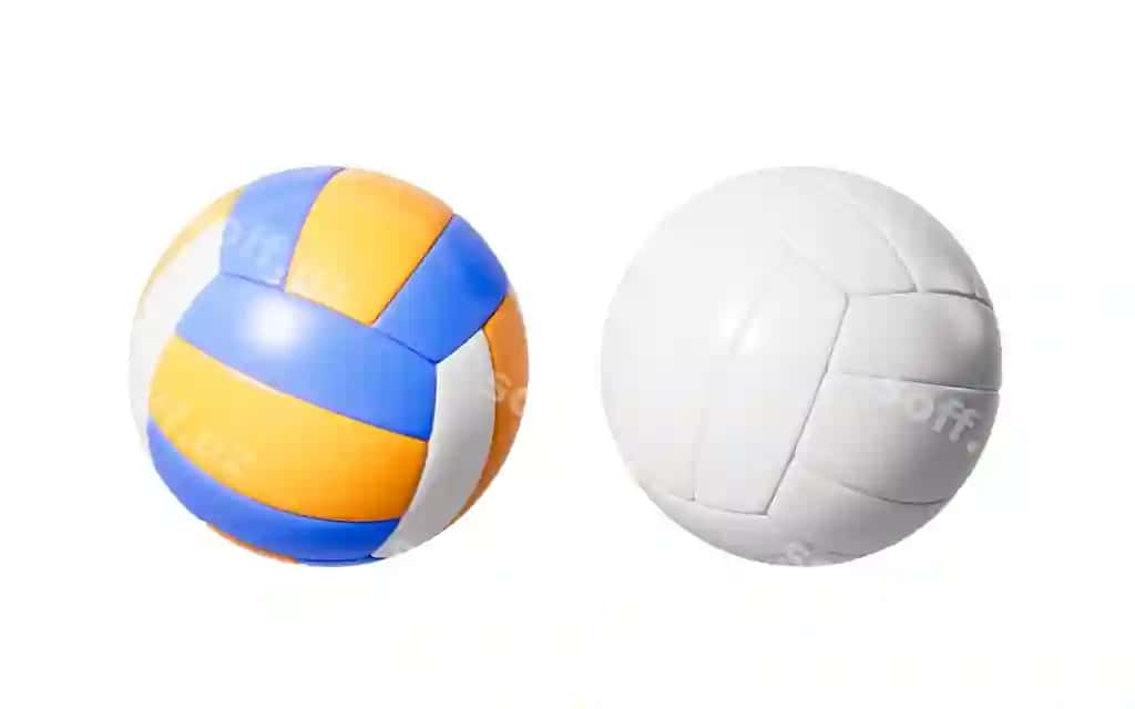 Multfilmlıq voleyballlar oq fon 3d renderi | Cartoon volleyballs white background 3d rendering