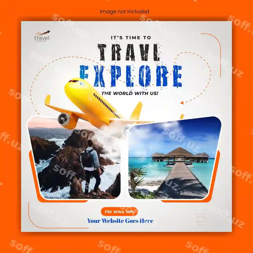 Sayohat turizmi Instagram posti ijtimoiy media posti shabloni | Travel tourism instagram post social media post template 2