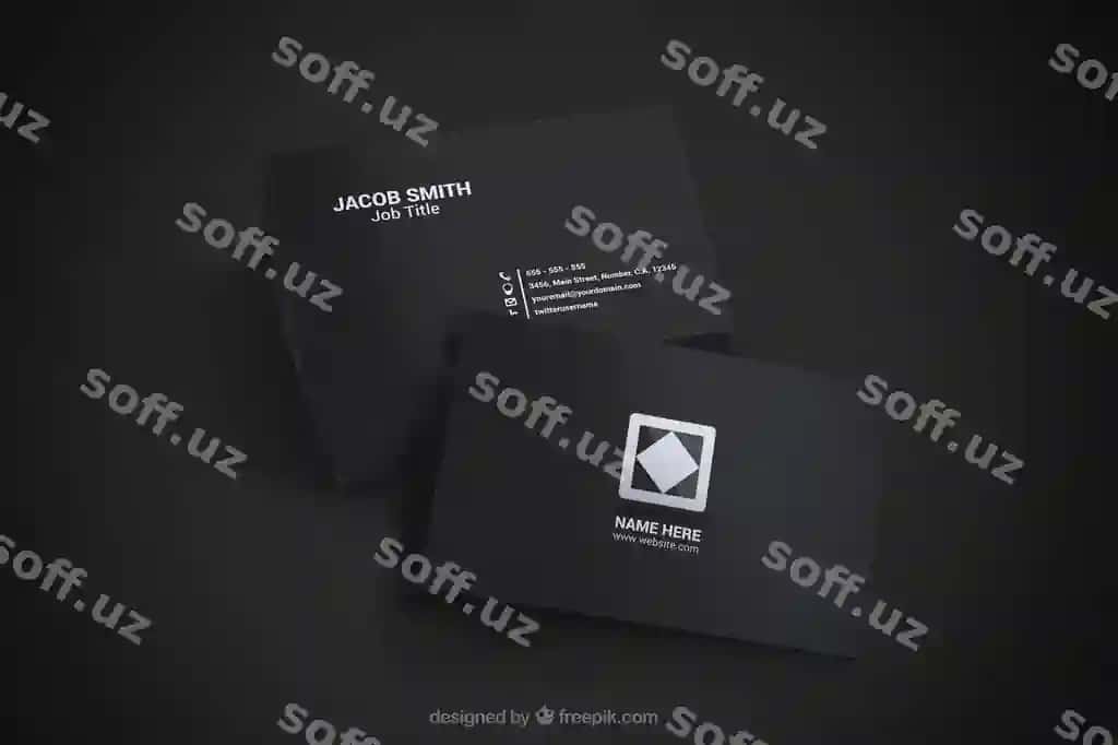 Qora biznes kartochkalar mockup | Black business cards mockup