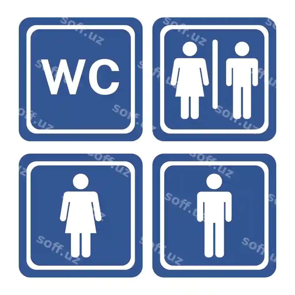 Hone belgilar vektor to'plami | Set toilet signs vector 2