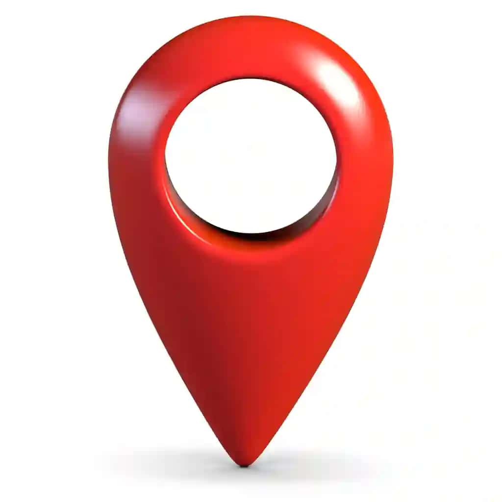 Soyali qizil porloq 3D xarita geo pinli oq fon | Red glossy 3d map geo pin white background with shadow