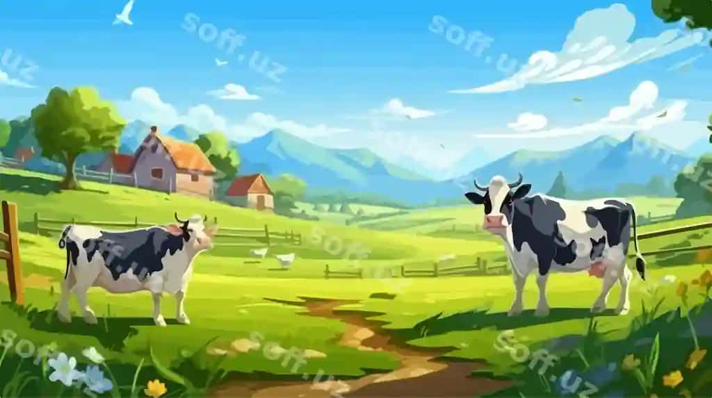Rangli bolalar ferma doska karikatura illustratsiyasi | Colorful kids farm board cartoon illustration 2