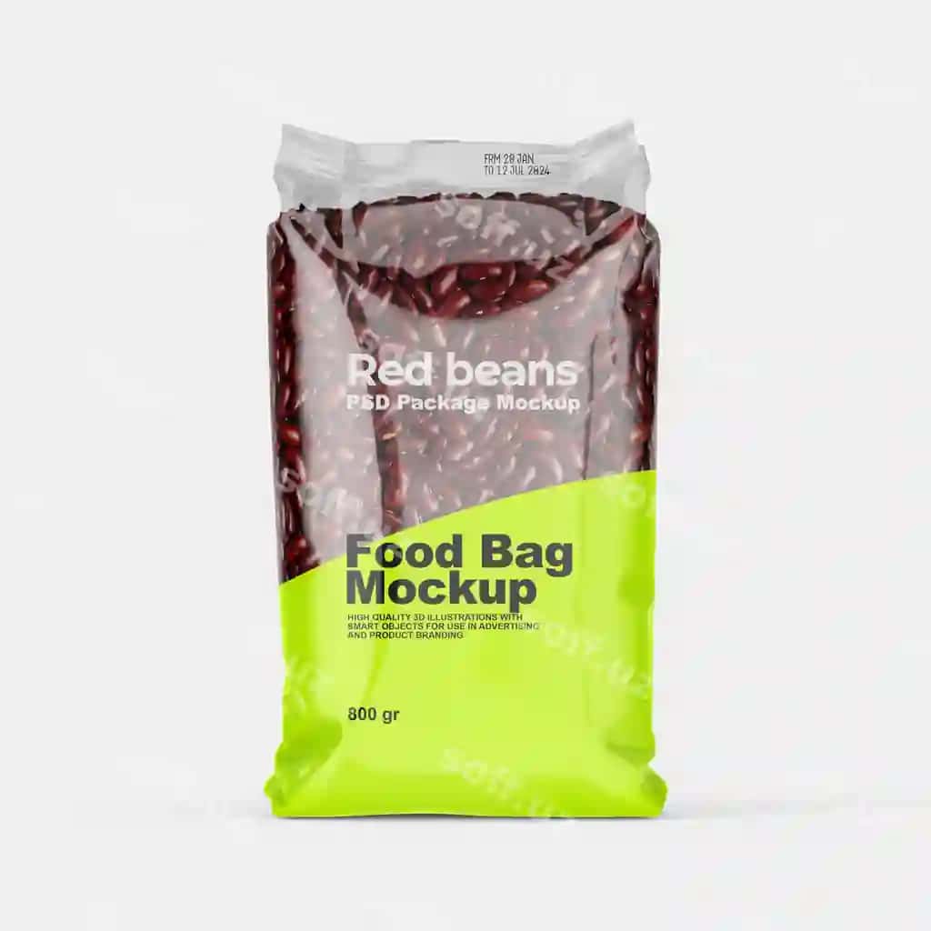Qizil no'xat ovqat chizim packeta namunasi | Red beans food bag packaging mockup