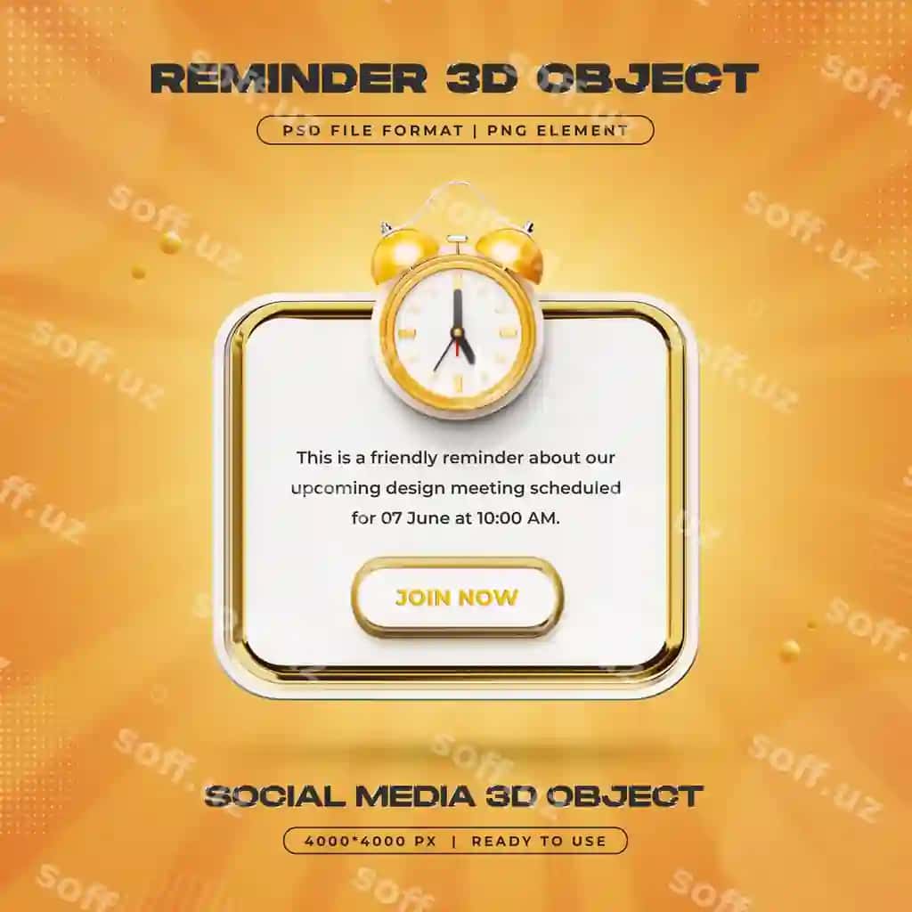 Ogohlantirish xabari ajraltirilgan 3D illustratsiya | Alarm notification isolated 3d illustration 2