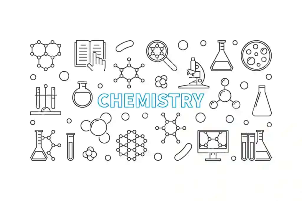 Kimyo vektor goxorizontal chiziq banner illustratsiyasi | Chemistry vector horizontal linear banner illustration 2