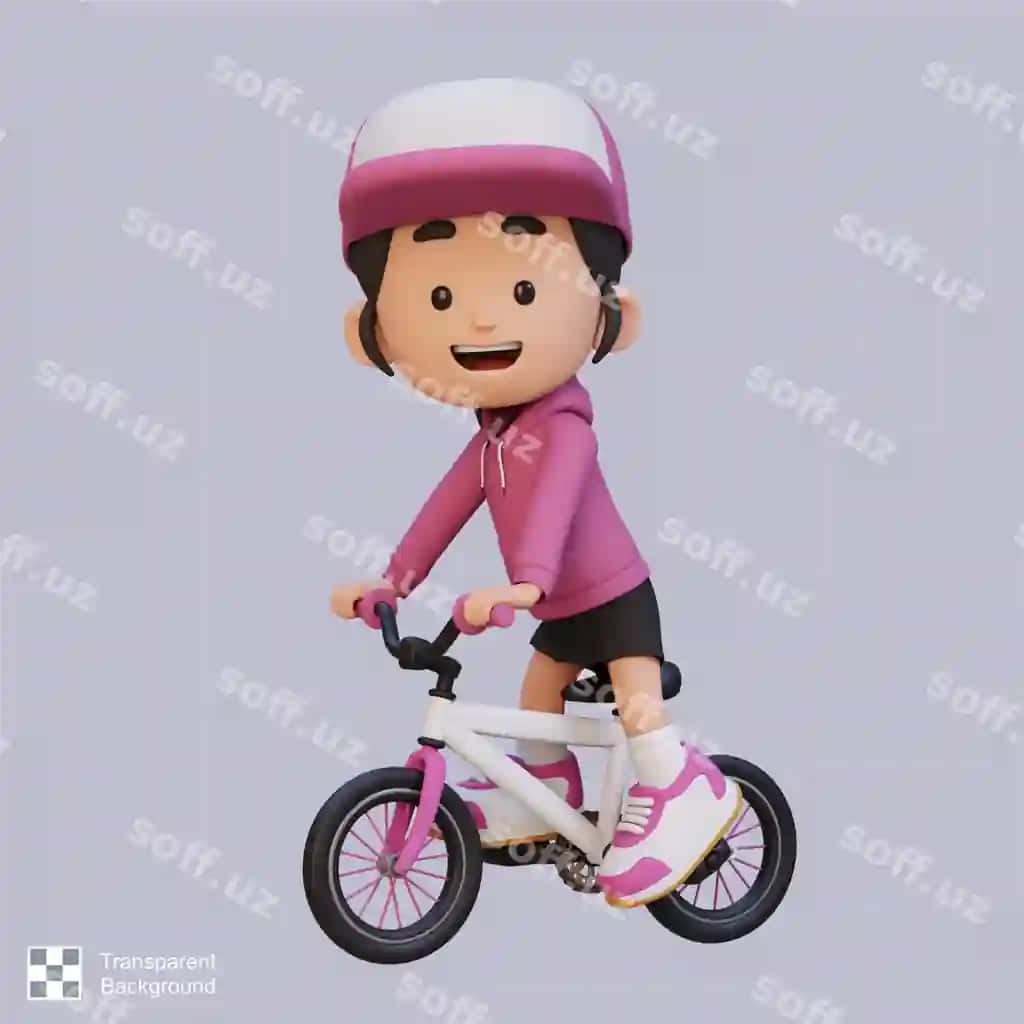 3d qiz shaxs bisikletga tushmoq va maktabga bormoq | 3d girl character ride bike go school