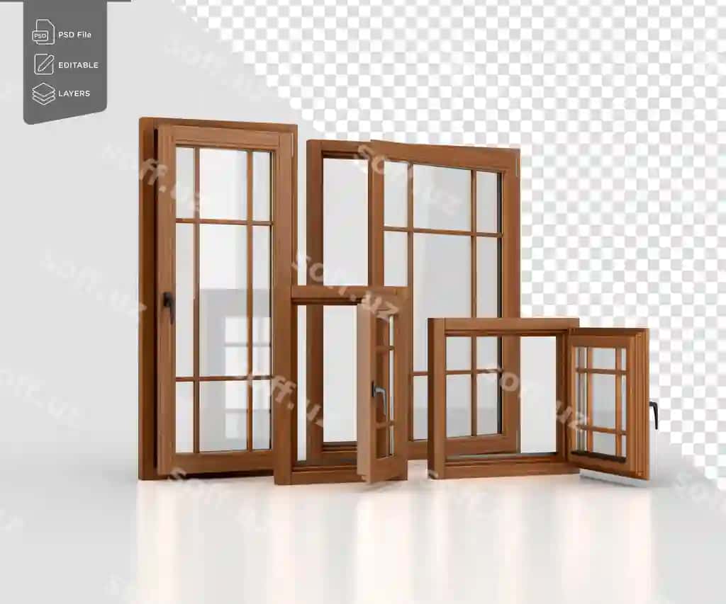 To'rt ta yog'ochdan ramkali turli hajmlardagi oynalarni ko'plab qatlamlar bilan o'rnatish | Set four wooden framed windows different sizes with multiple glass